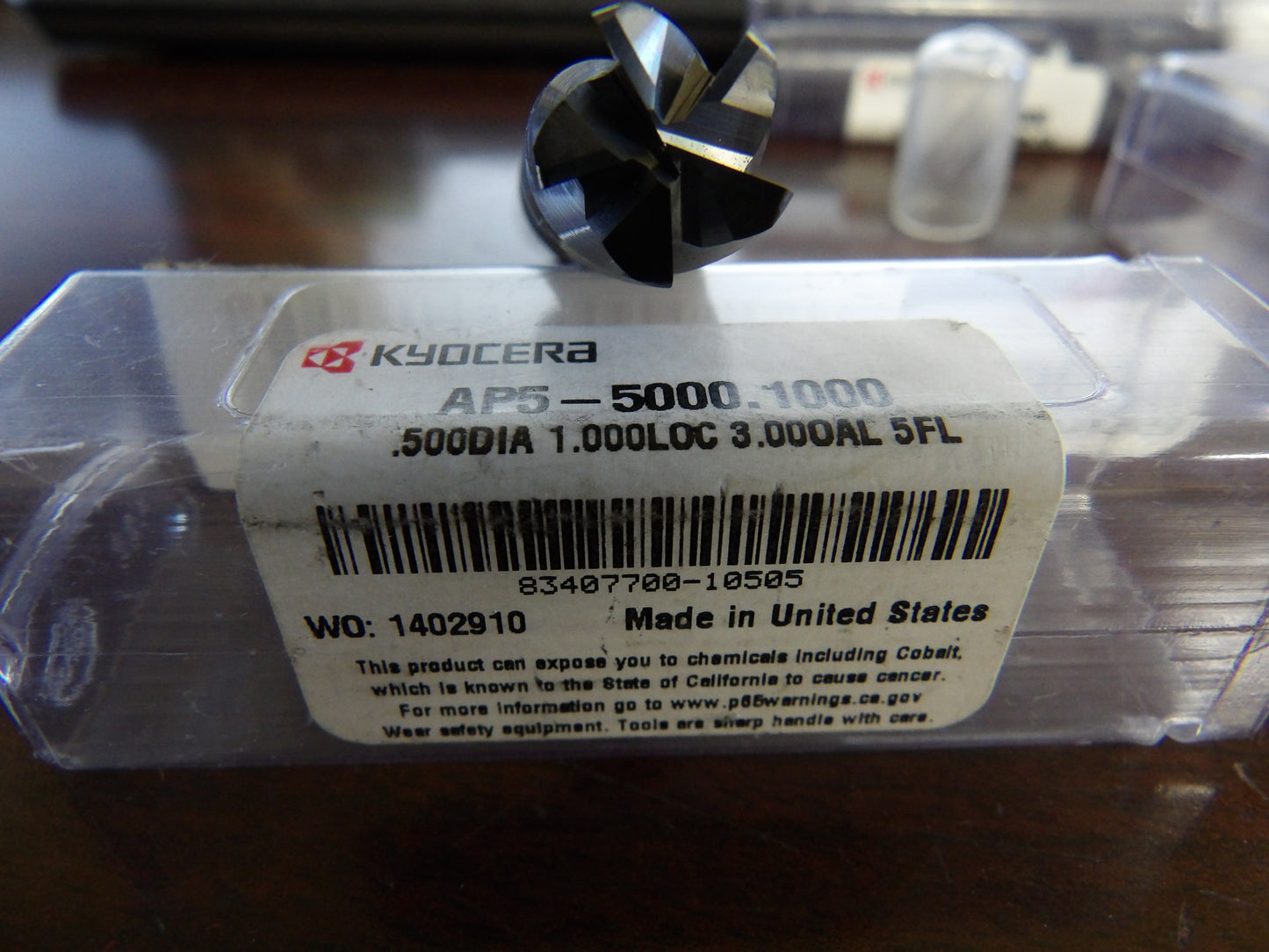 KYOCERA AP5-5000.1000 1/2" Size, 1" LOC, 5 Flute, Solid Carbide Finishing End Mill (CR00772-WTA18)