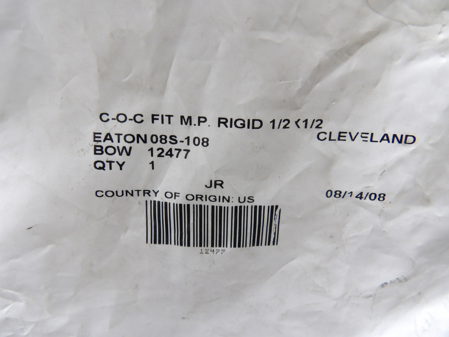 Eaton 08S-108 Crimp Hose End, 316 SS, 1/2 in (CR00888-WTA22)