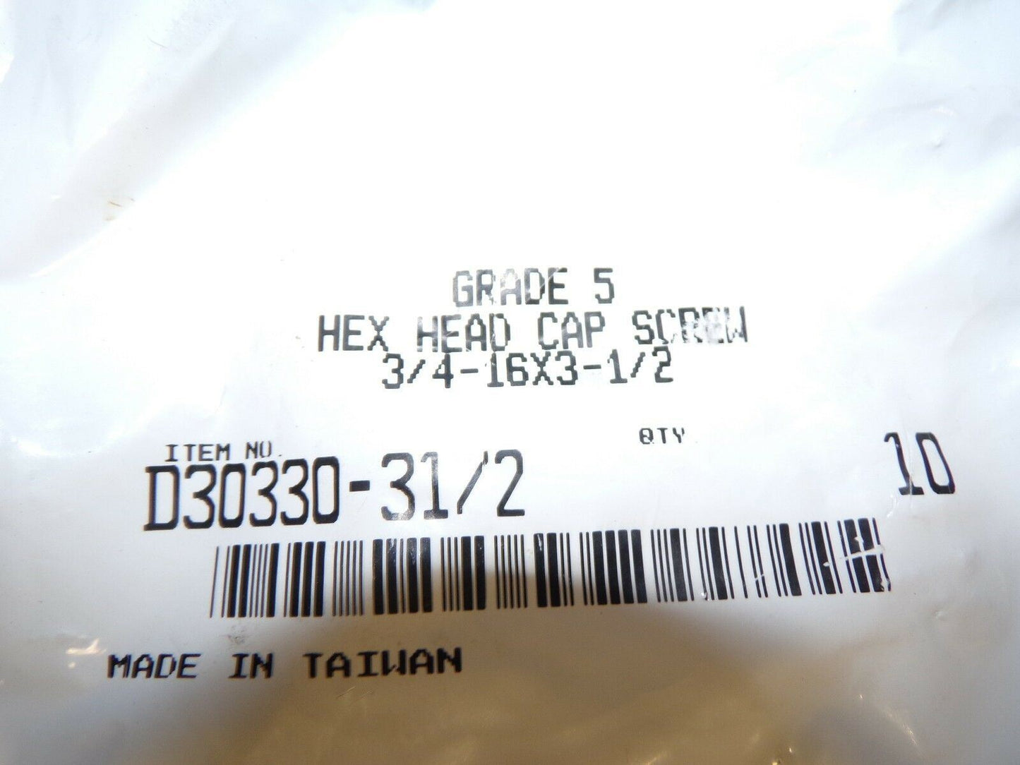 PACK OF 10 3/4"-16 x 3-1/2" Grade 5 Plain Hex Head Cap Screw (183260244439-2F24 (D))