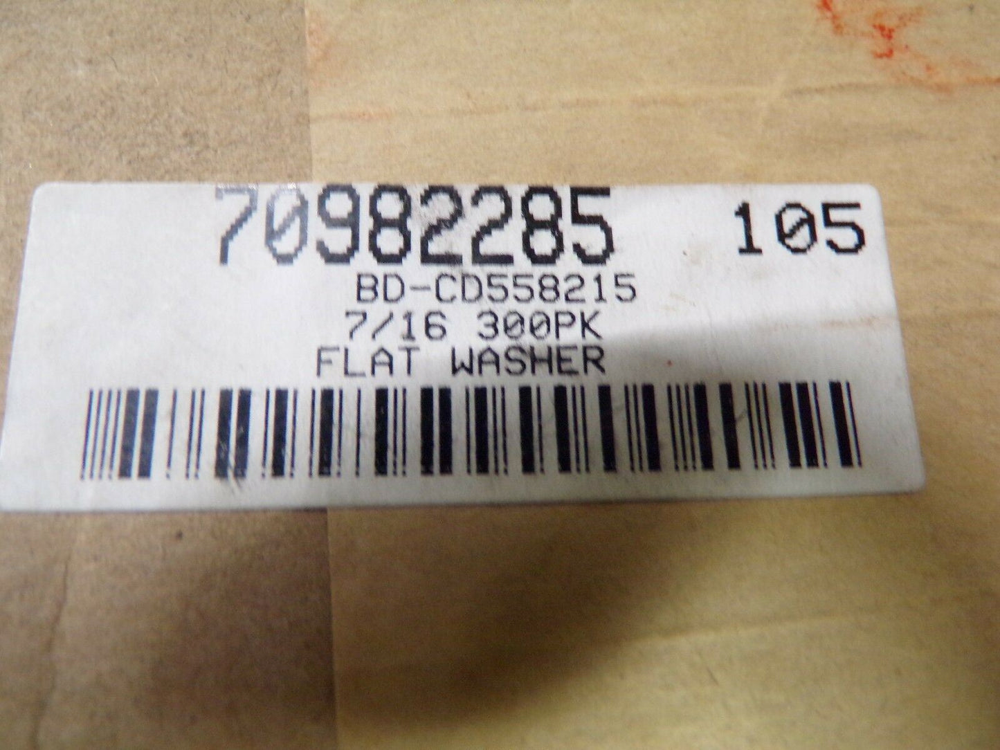 7/16" Flat Washer Steel 70982285 QTY-300 (183280509049-2F22)