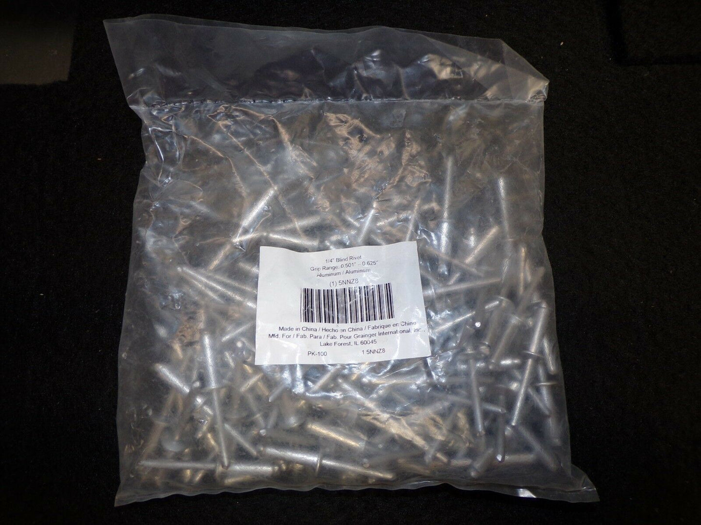 1/4" Blind Rivet Aluminum Mandrel Domed Head QTY: 100 5NNZ8 (183293184977-2F24 (E))