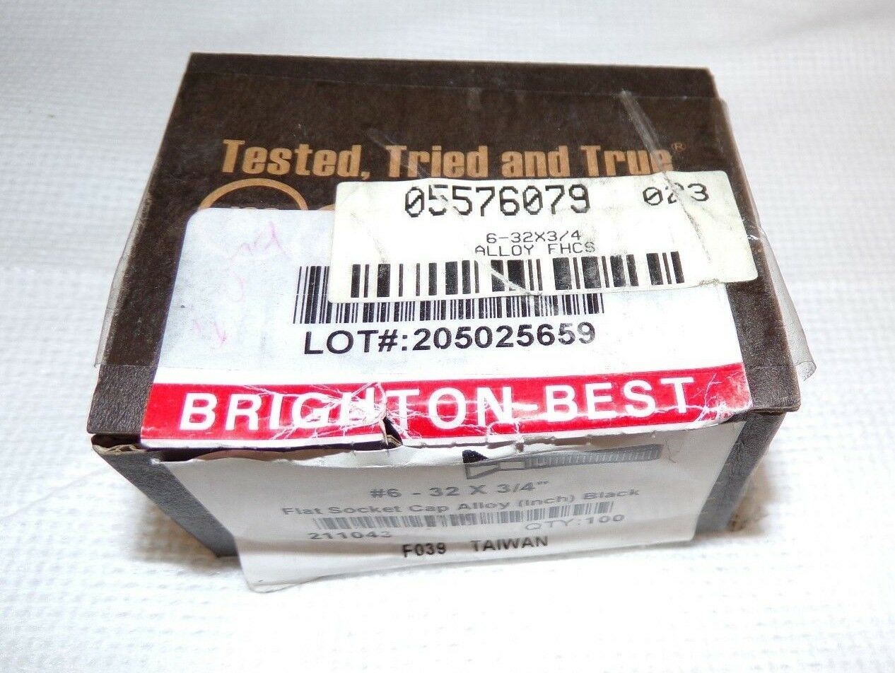 #6-32 x 3/4" Flat Socket Caps Screws 82° Countersunk Alloy QTY-100 (183311347586-2F23 (B))