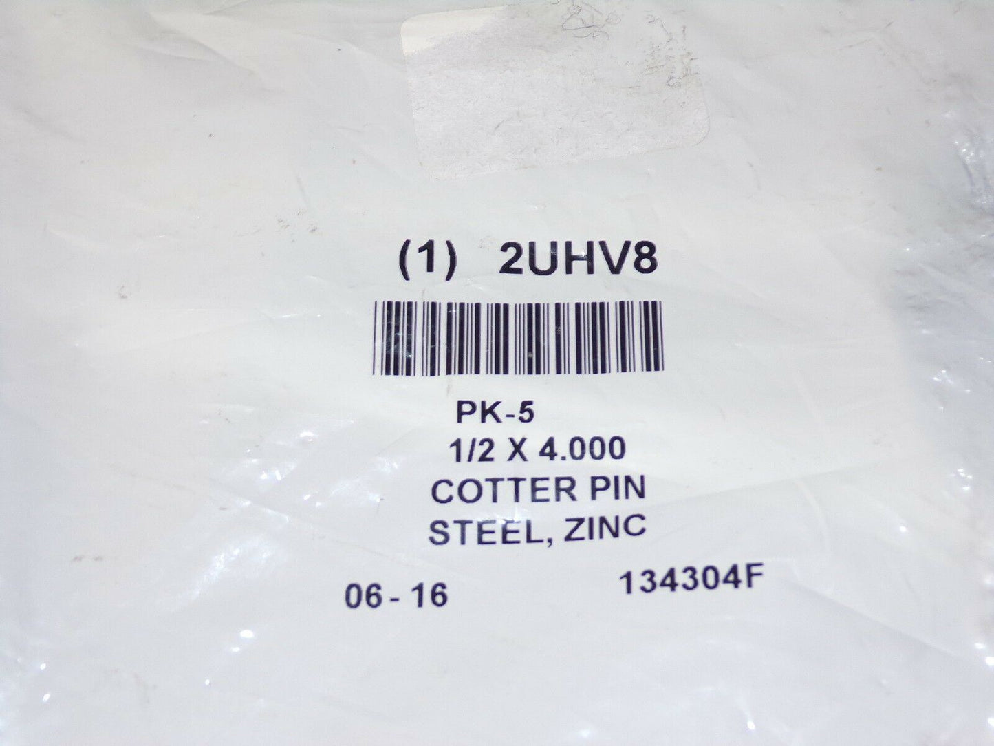 Extended Prong Cotter Pin 1/2" Pin Dia. 4" Length 2UHV8 QTY-5 (183334153561-2F19 (B))