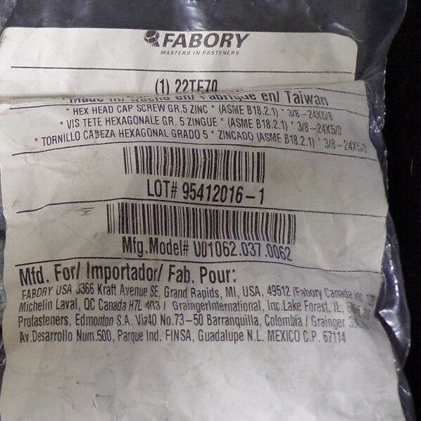 3/8"-24 x 5/8" Hex Head Cap Screw Grade 5 22TE70 QTY-100 (183343807180-2F19 (E))