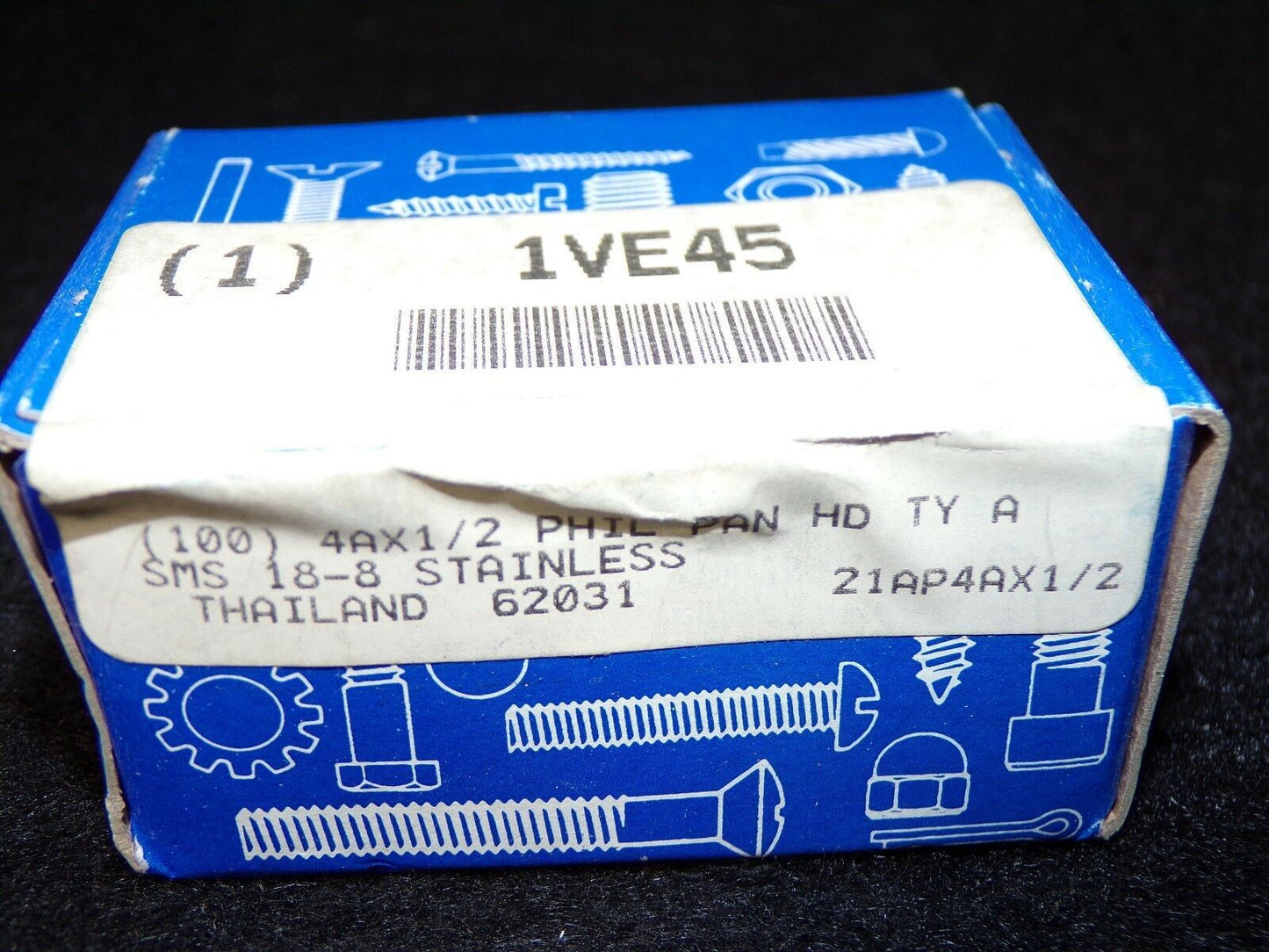 #4 x 1/2" Length Sheet Metal Screws Pan Head 18-8 Stainless Steel 1VE45 QTY-100 (183357685503-WTA10(C))