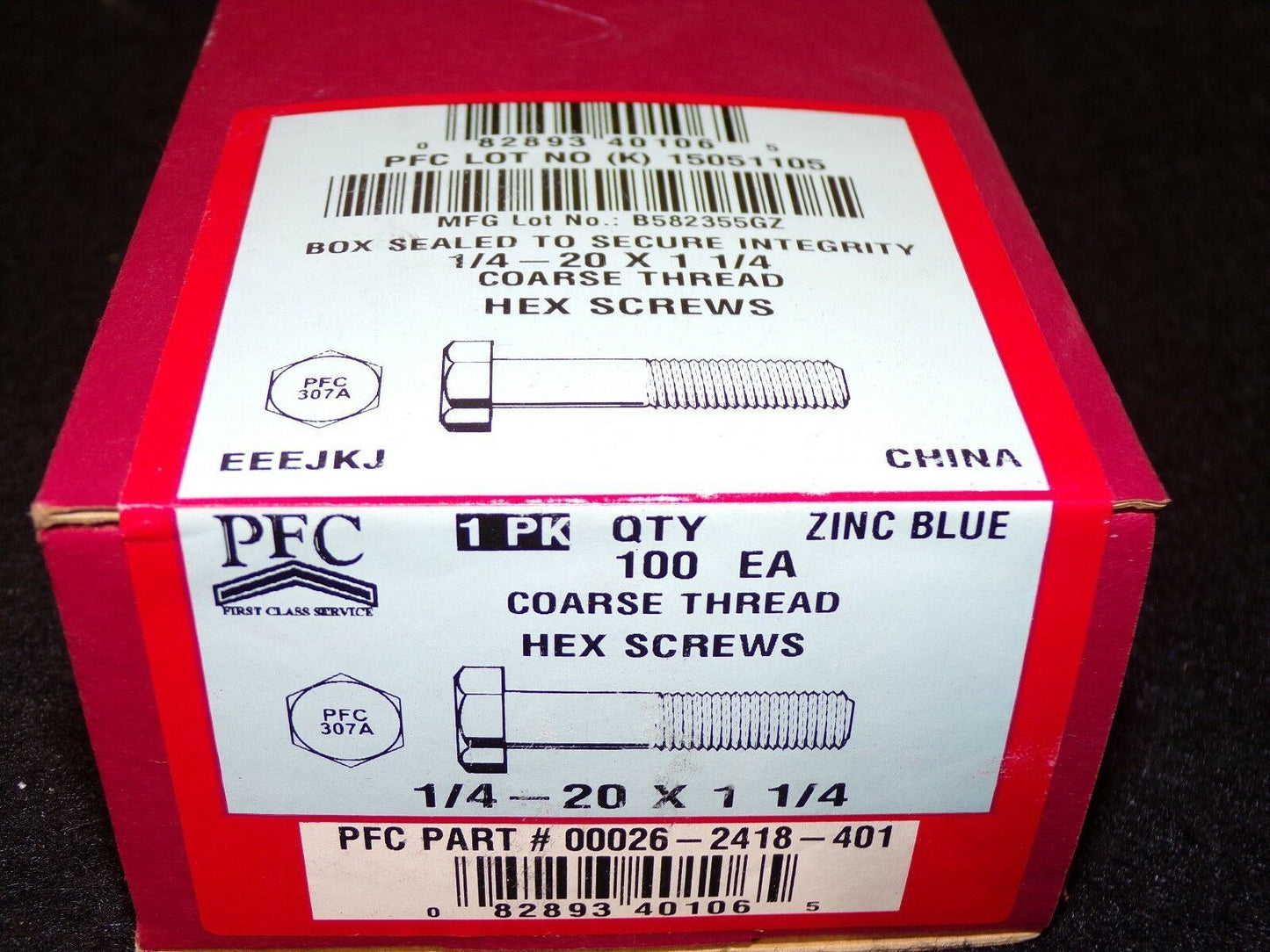 1/4"-20 x 1-1/4" Length Hex Head Cap Screws Grade 2 2BB80 QTY-100 (183359396939-WTA10(E))