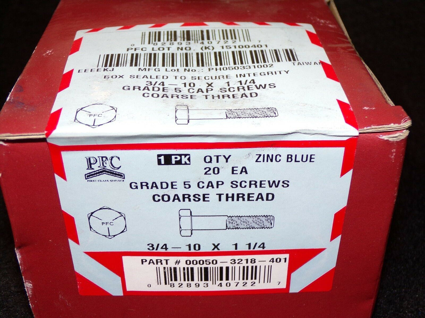 3/4"-10 x 1-1/4" Length Hex Head Cap Screws Grade 5 2CU39 QTY-20 (183359410268-WTA10)