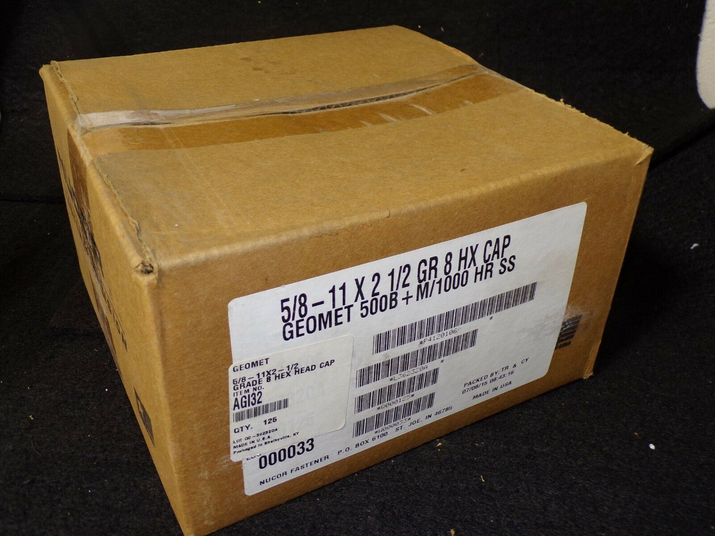 5/8"-11 x 2-1/2" Hex Head Cap Screw Grade 8 QTY-125 AG132 (183371761085-WTA12)