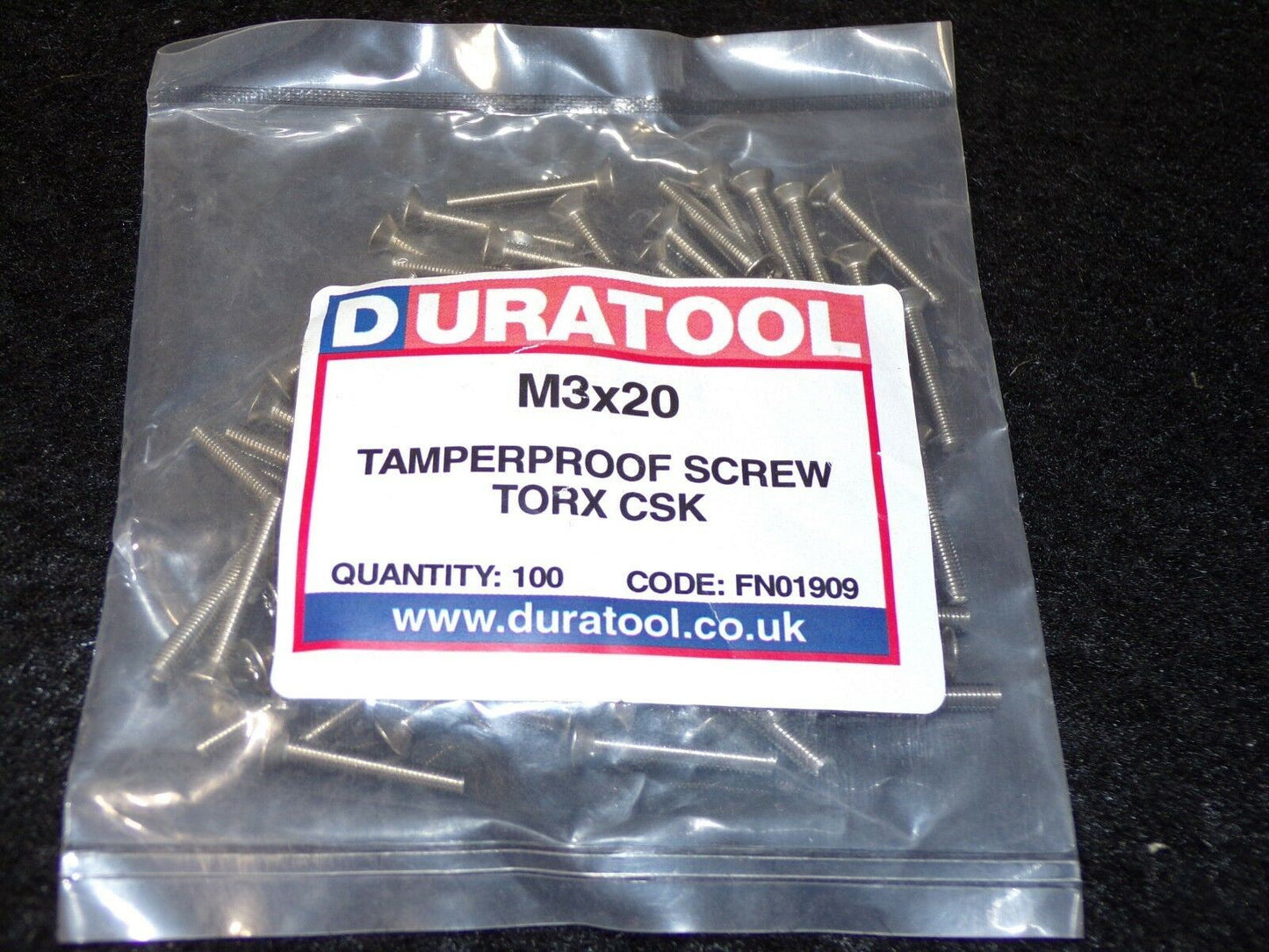 M3 x 20mm Stainless Tamperproof Screw Torx CSK QTY-100 FN01909 (183404027425-Y13 (C))