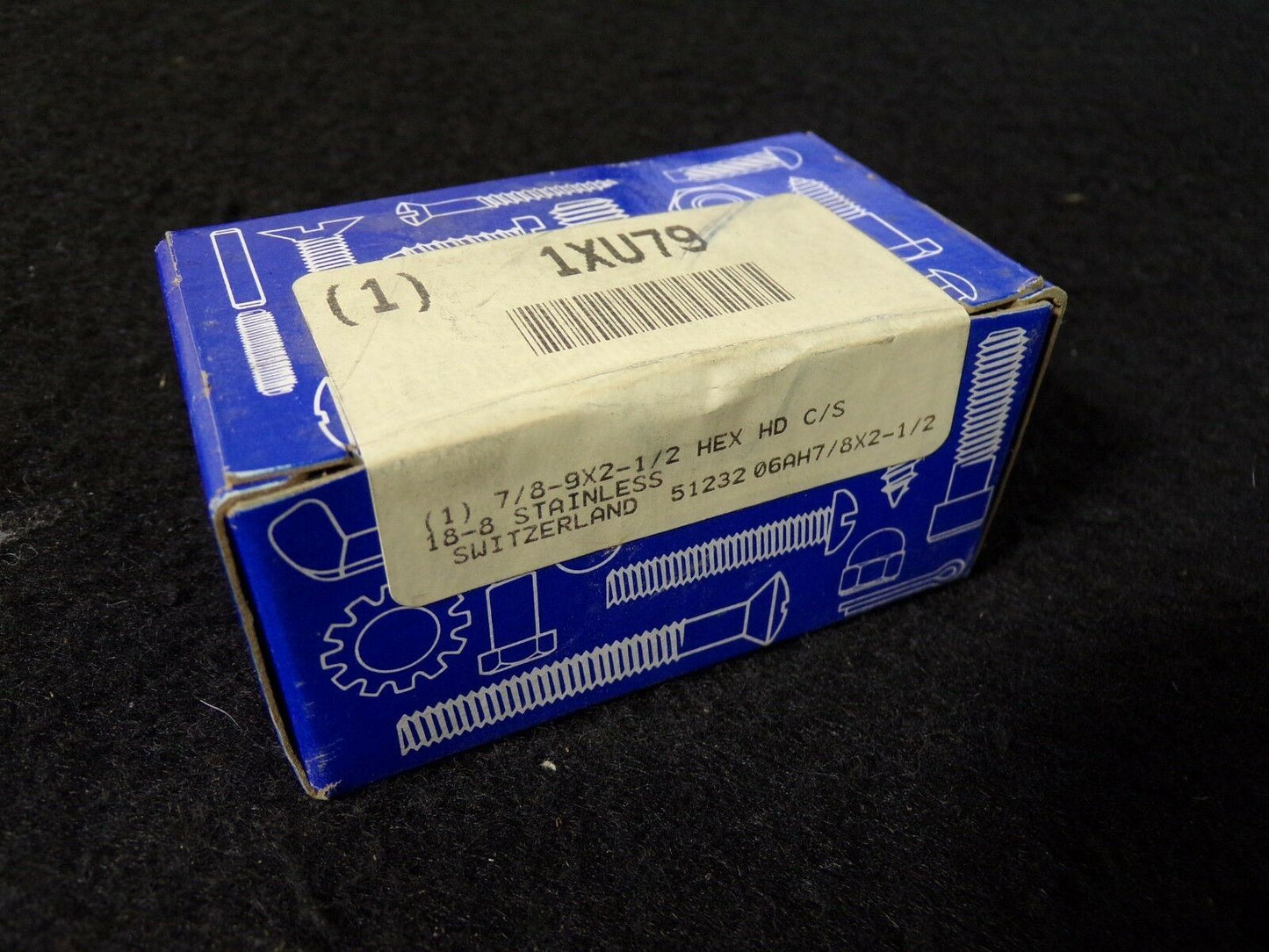 7/8-9 x 2-1/2" Hex Head Cap Screw 18-8 Stainless Steel QTY-1 1XU79 (183407370001-WT12)