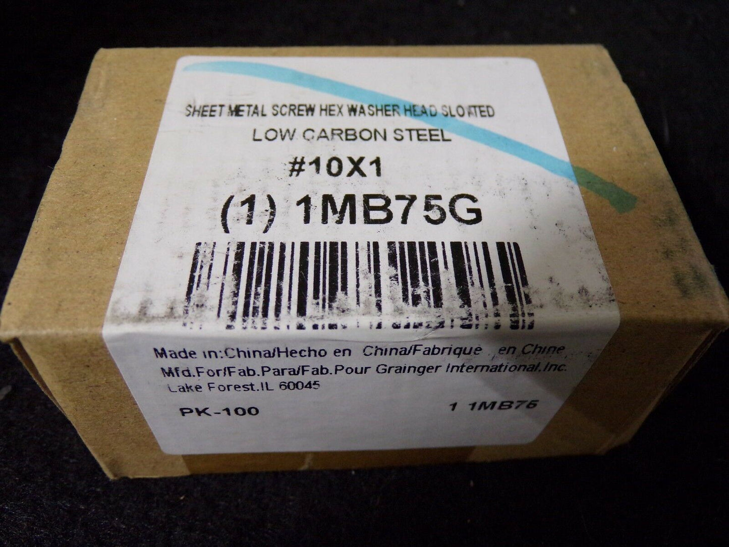 #10 x 1 Sheet Metal Screw w/ Hex Washer Head  Qty-100 1MB75 (183408594640-Y13 (D))
