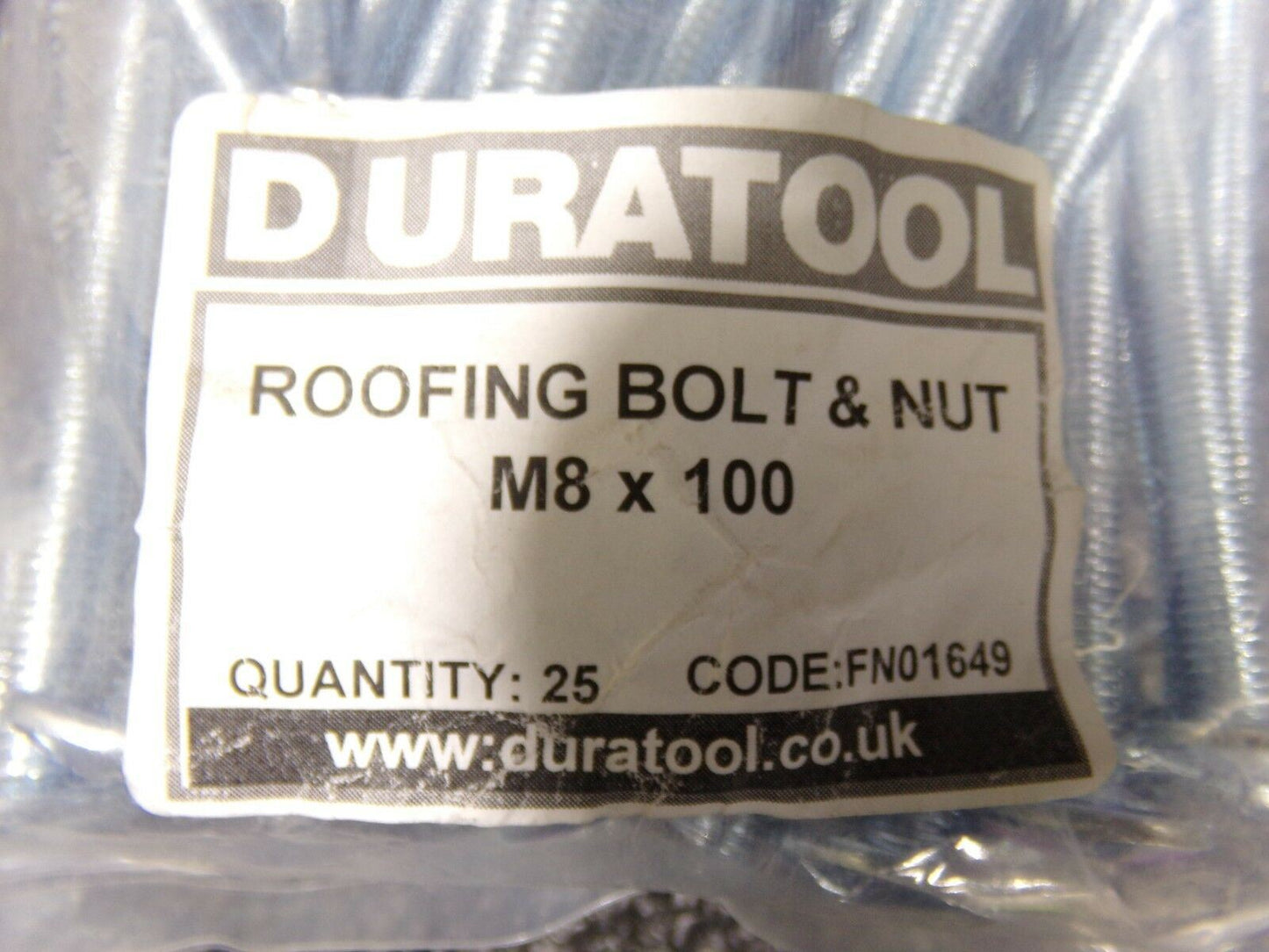 Duratool Roofing Bolt & Nut M8x100 LOT OF 25 (183555637197-WTA36)