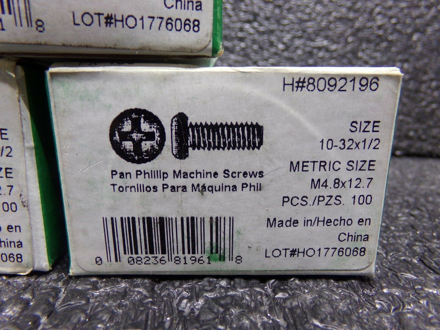 #10-32 Machine Screw, Carbon Steel, 1/2" L, 500 PK (183580788818-WTA35)