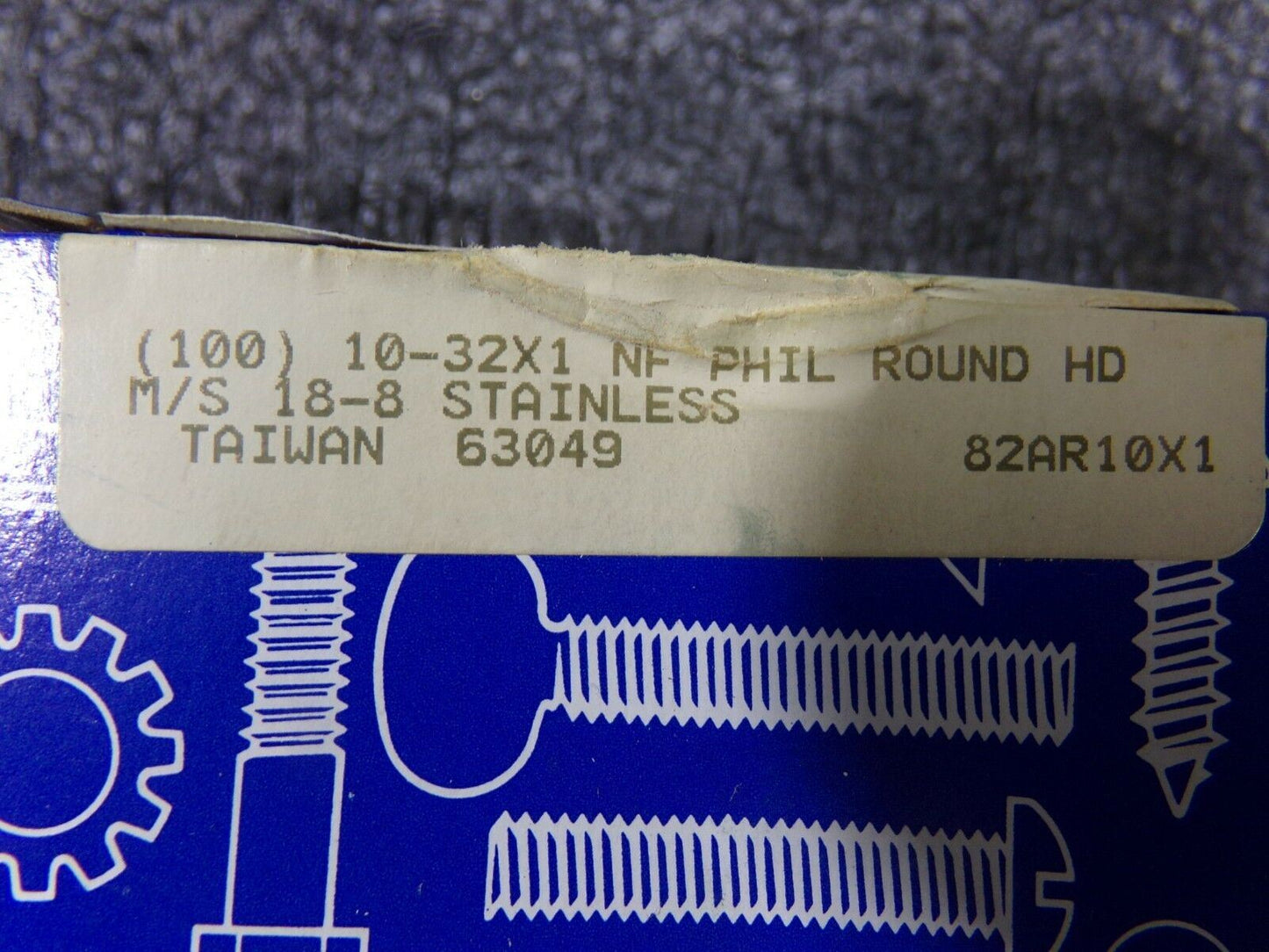 #10-32 x 1" Round Head Phillips Machine Screw, 100 pk. 2BB73 (183582389233-WTA35A)