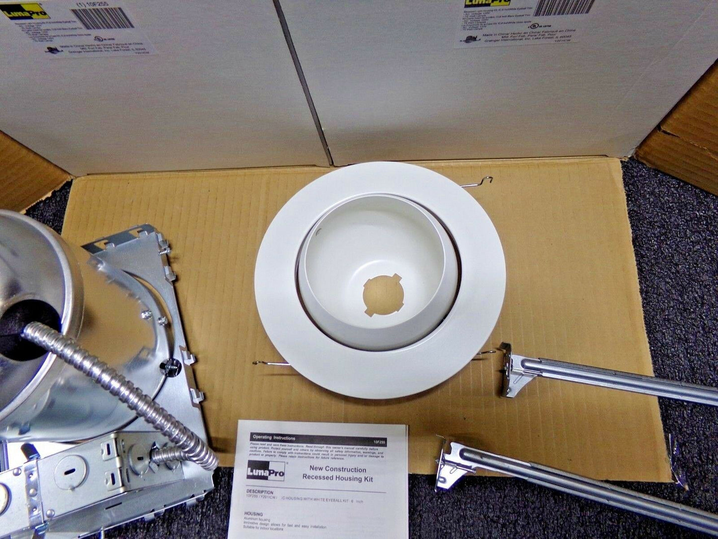 QTY: 4, 6" Eyeball Trim Recessed Downlight Kit, New Construction, IC Rated, 75.0 MAX (183596637811-WTA33)