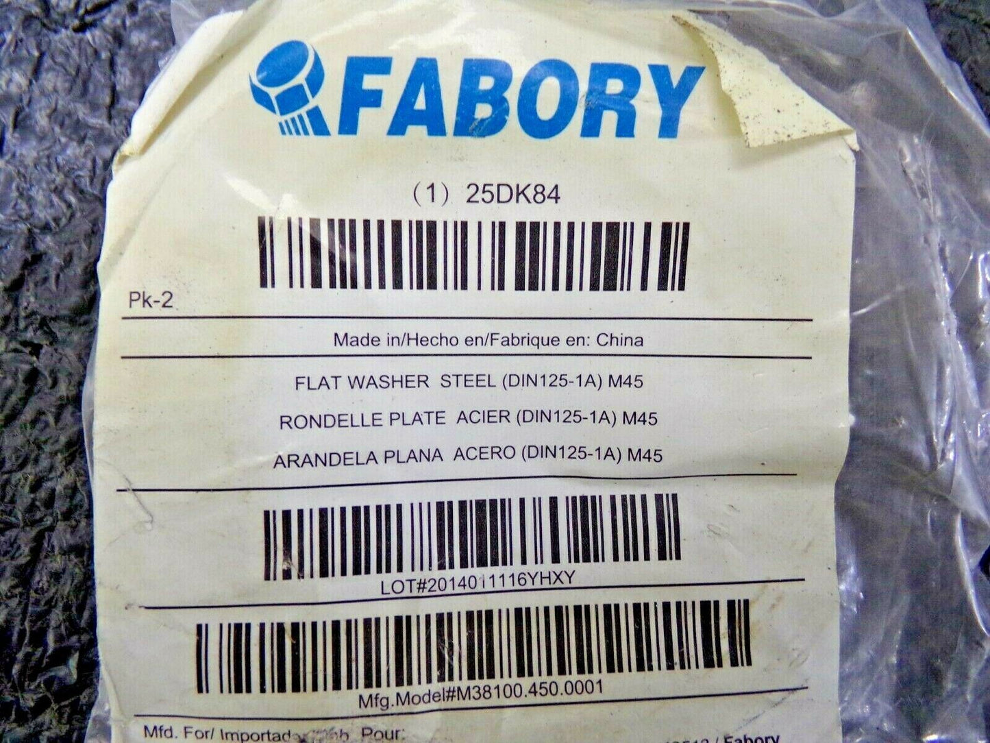 M45x85.00mm O.D., Flat Washer, Steel, 140HV, M38100.450.0001 2PK (183705347138-WTA30)