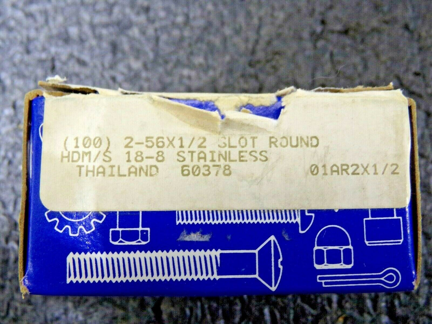 #2-56 Machine Screw, 18-8 (304) Stainless Steel, 1/2" L 100PK (183708686921-WTA30)