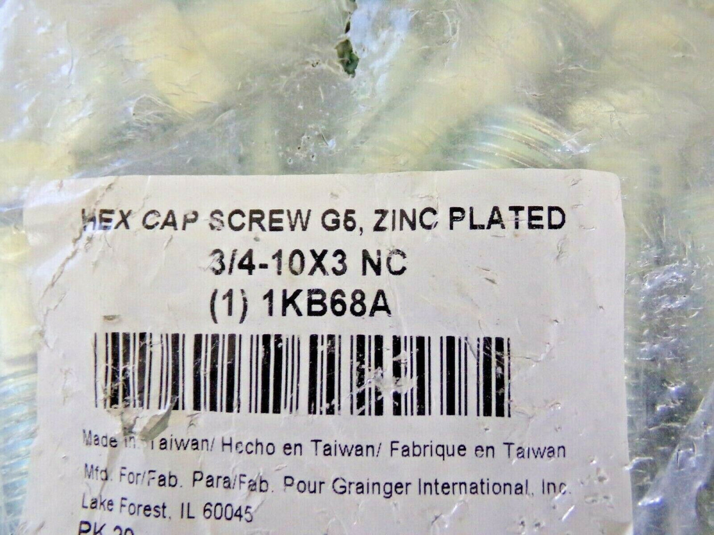 3/4"-10 X 3" L, Steel Hex Head Cap Screw, Grade 5 10PK (183708893005-WTA31)