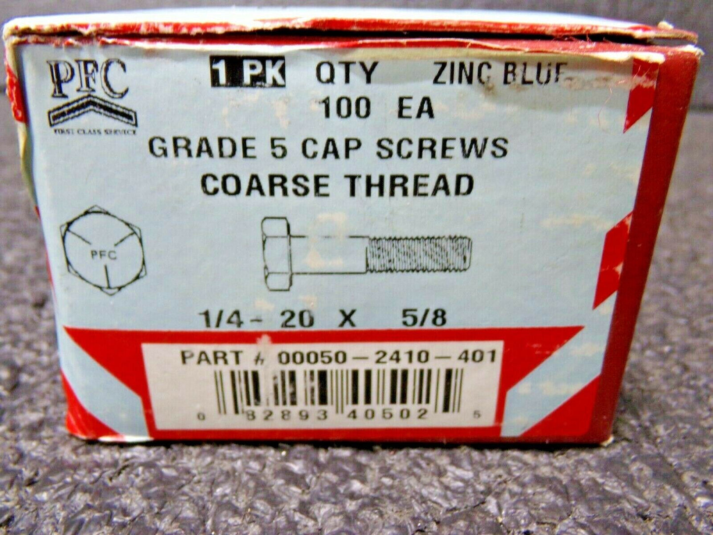 1/4"-20 x 5/8" L , Steel Hex Head Cap Screw, Grade 5, U01200.025.0062 100pk (183710087264-WTA30)
