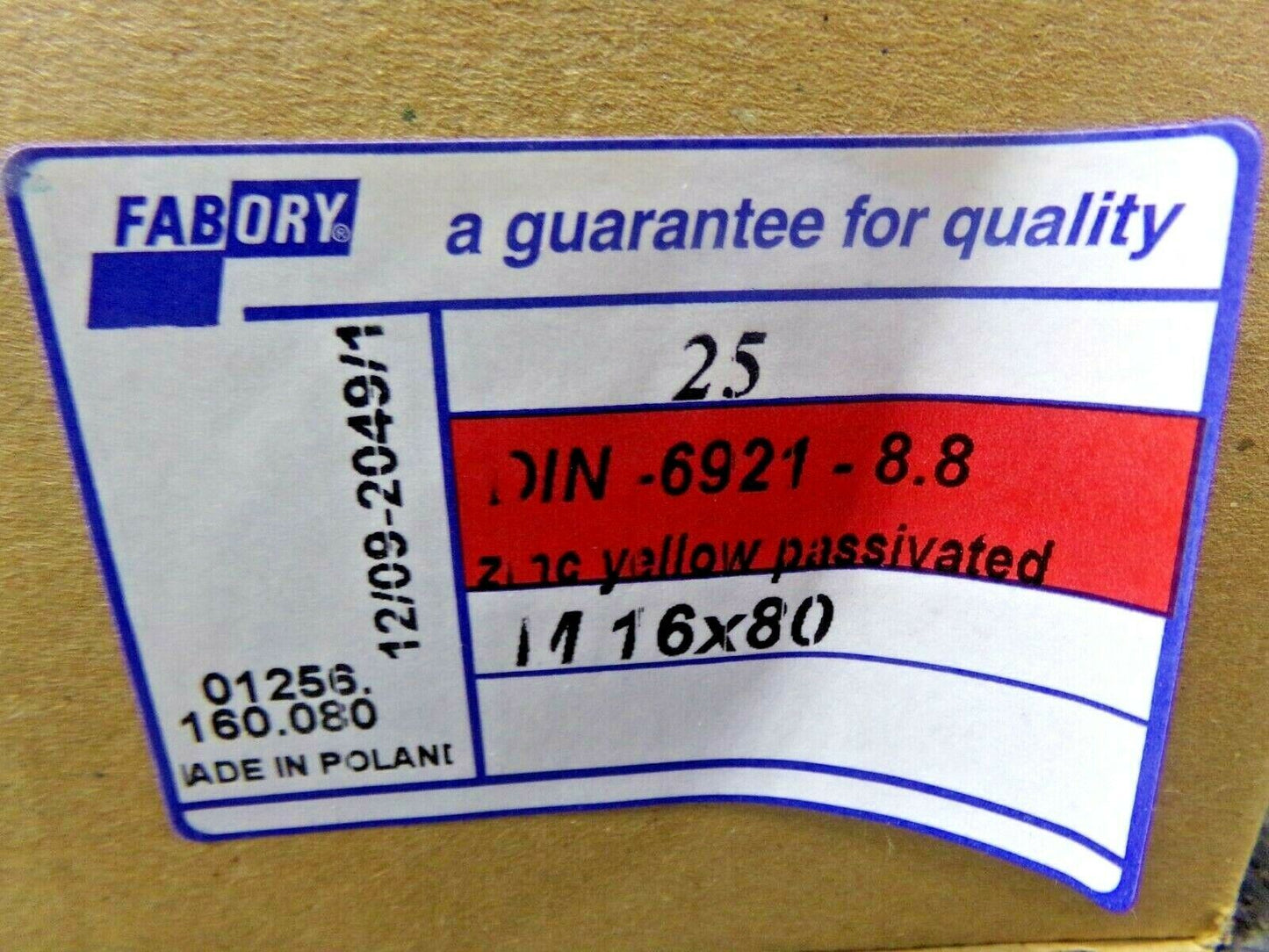 25 HEXAGON FLANGE BOLT DIN 6921 STEEL ZINC PLATED YELLOW 8.8 M16X80 (183780800483-NBT07)