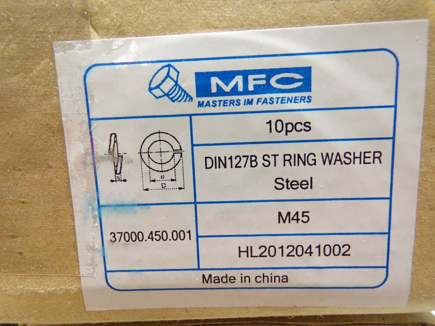 (10) HELICAL SPRING LOCK WASHER DIN 127 B SPRING STEEL DIN267-26 M45 (183853223924-NBT32)