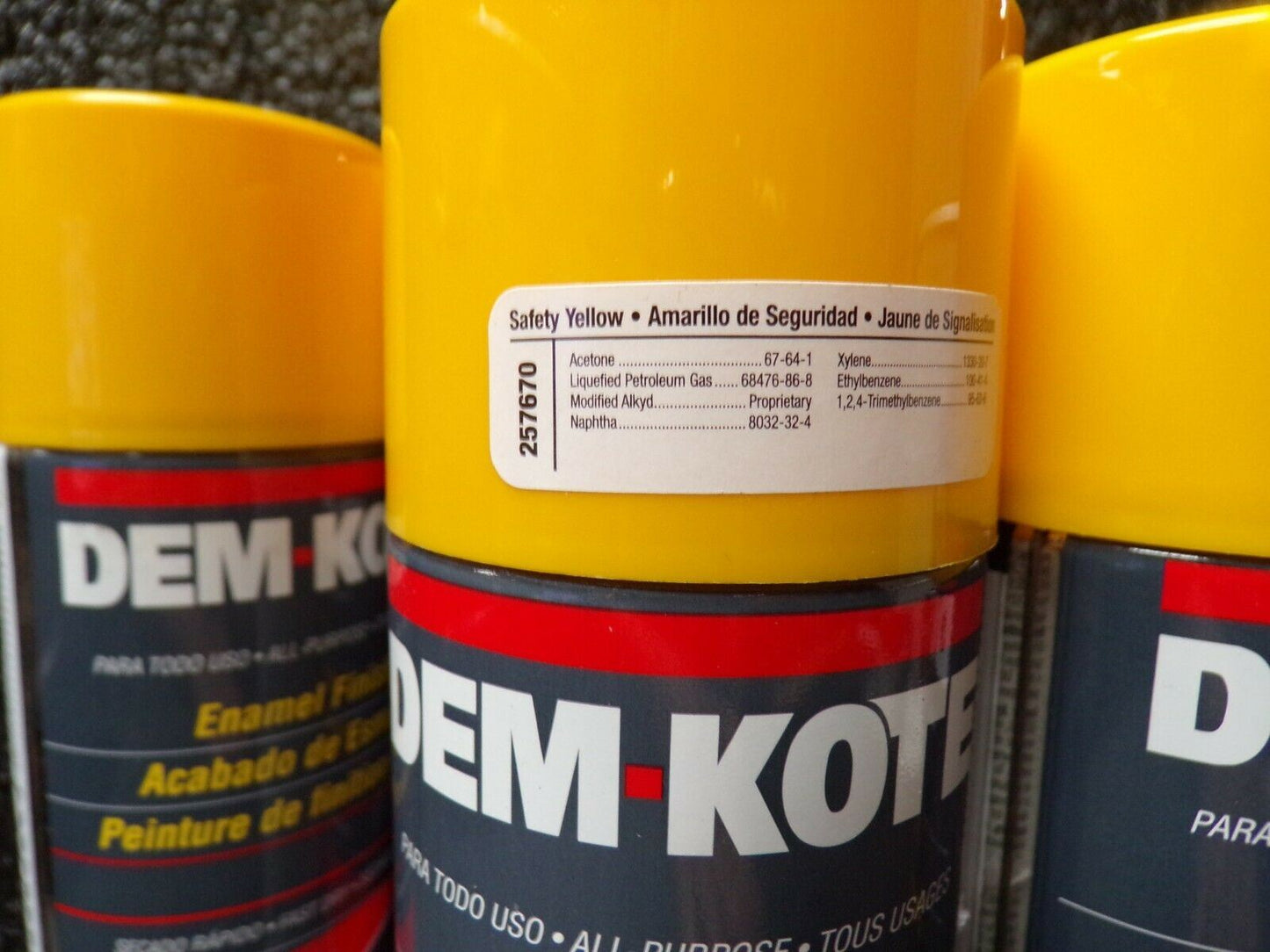 (6) DEM-KOTE 257670 Spray Paint, Safety Yellow, 10 oz. 6 Cans (183934283064-K08)
