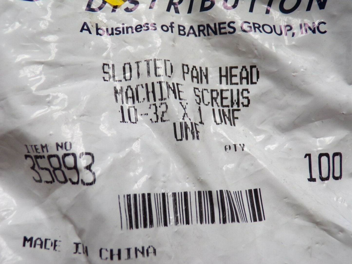 QTY: 100, 10-32 X 1" UNF, Slotted Pan Head Machine Screws (183946755123-NBT27)