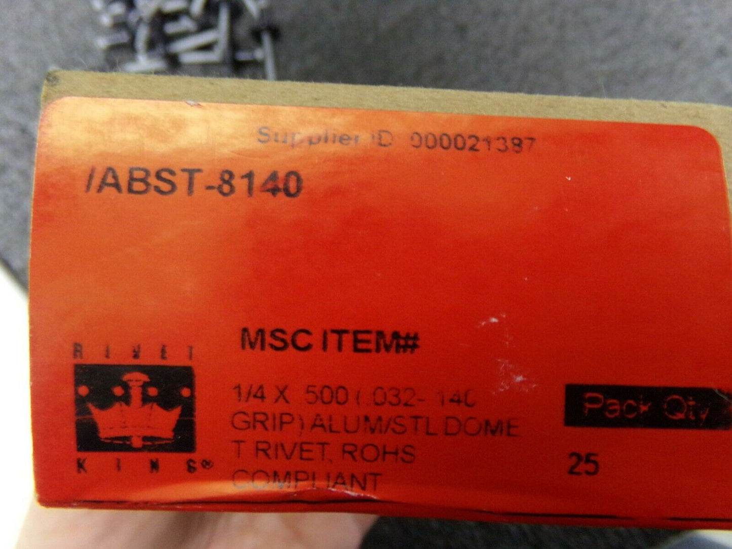 25pk, RivetKing Dome Head BLACK Aluminum BIG HEAD Structural Blind Rivet Steel (183953852203-NBT12)