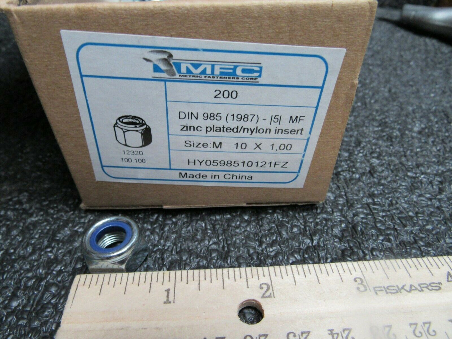 (200) M10-1.00, DIN985, Lock Nut with Nylon Insert, GR5, Zinc Plated, (184266414206-BT45)