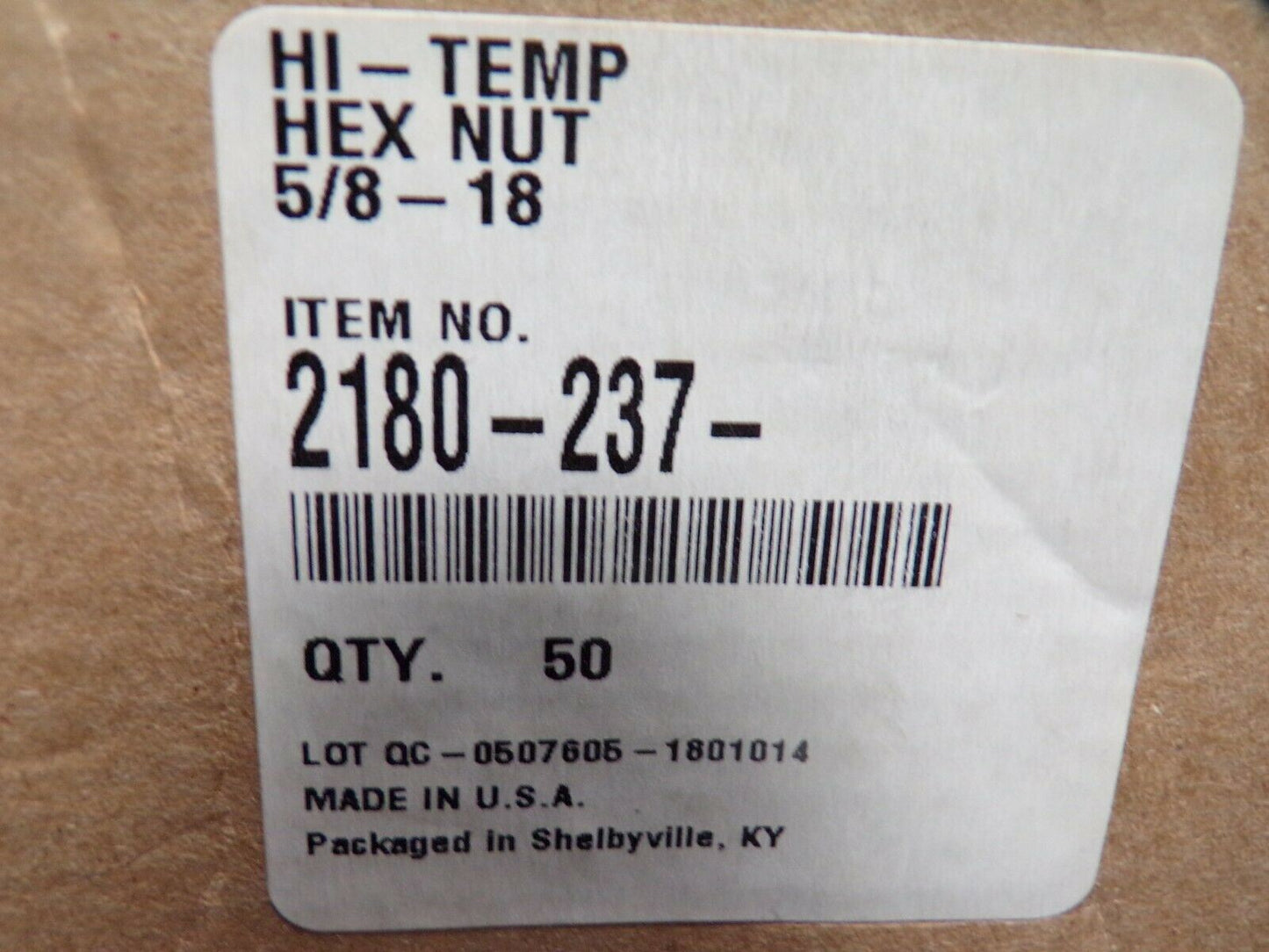 (50) 5/8-18 Hi-Temp Hex Nut 2180-237 (183426594506-BT56)