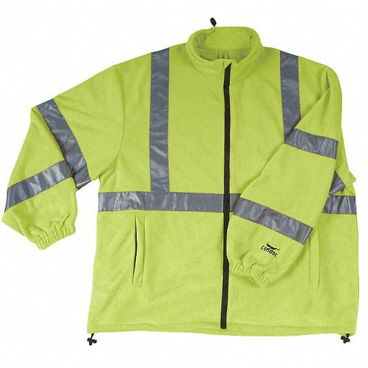 CONDOR Safety Jacket, ANSI Class 3, Fleece, Polyester, Lime Green, Zipper Closure, 2XL (SQ3965974-WT18)