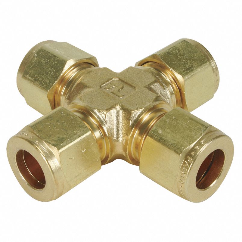 PARKER Union Cross, 5/8 in Tube Size, 13/16 in Hex Size, 10ECR10-B-GR (CR00476-WTA09)