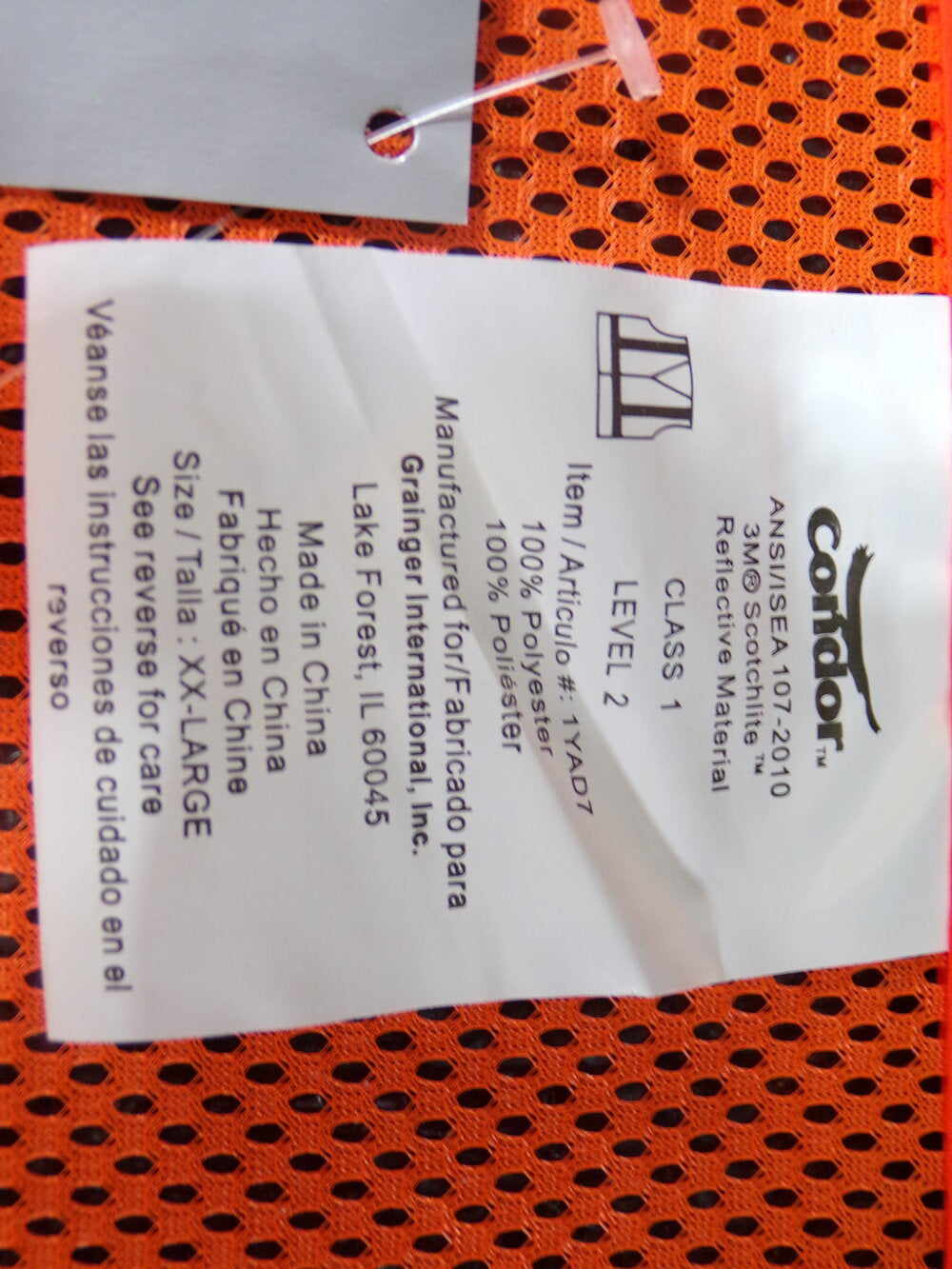 CONDOR Orange/Silver, Traffic Vest, Hook-and-Loop, 2XL (SQ8373594-WT03)