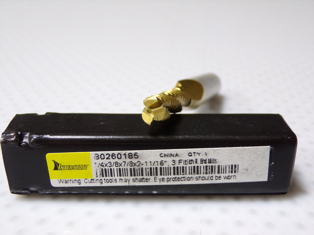 Interstate 1/4" Diam, Coarse Pitch, 7/8" LOC, 3 Flute Cobalt Roughing Square End Mill (SQ9255662-WT08)