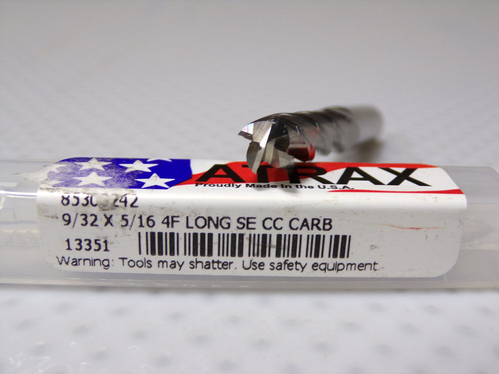 Atrax 9/32", 1-1/4" LOC, 5/16" Shank Diam, 2-1/2" OAL, 4 Flute, Solid Carbide Square End Mill (SQ4188403-WT08)