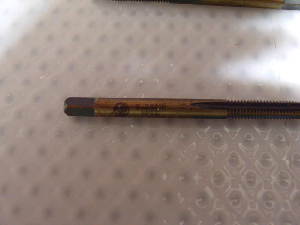 2pk, #8-36 UNF H2 4-Flute Oxide/Gold Finish High Speed Steel Straight Flute Standard Hand Tap (SQ7239275-WT08)