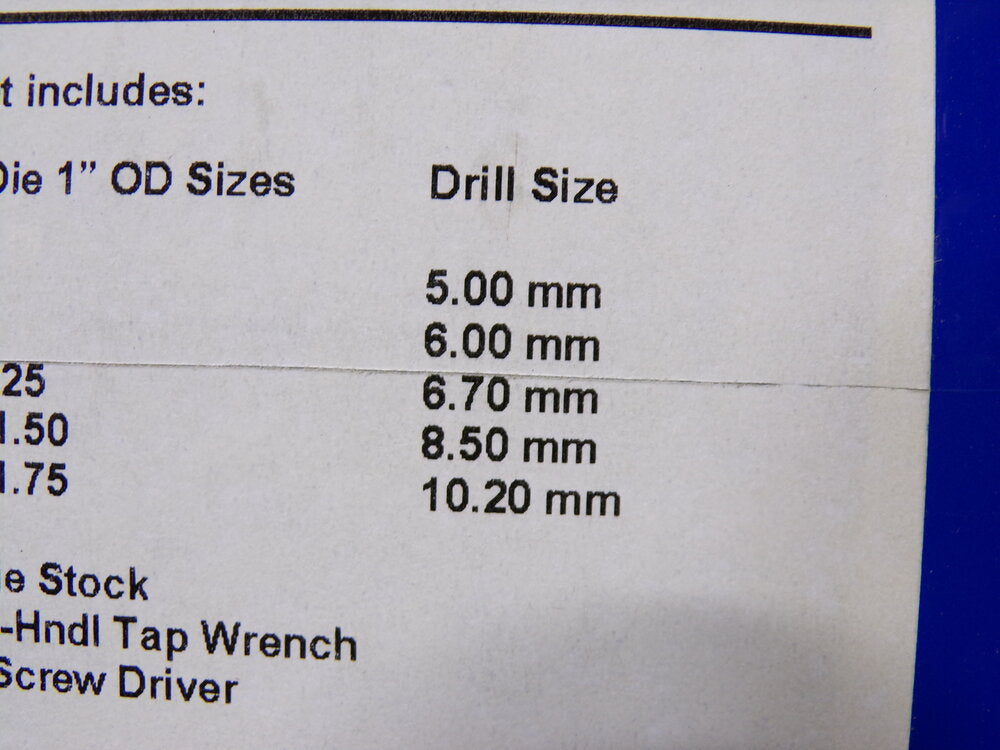 CLEVELAND Drill Bit, Tap, and Die Set, 18 Piece, Round Die, Thread Type Metric Fine, C00451 (SQ7335526-WT08)
