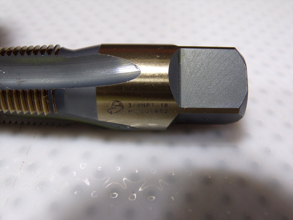 Barnes Pipe and Conduit Thread Tap, 3/8"-18, NPT, OAL 2-9/16", HSS (SQ3624827-WT08)