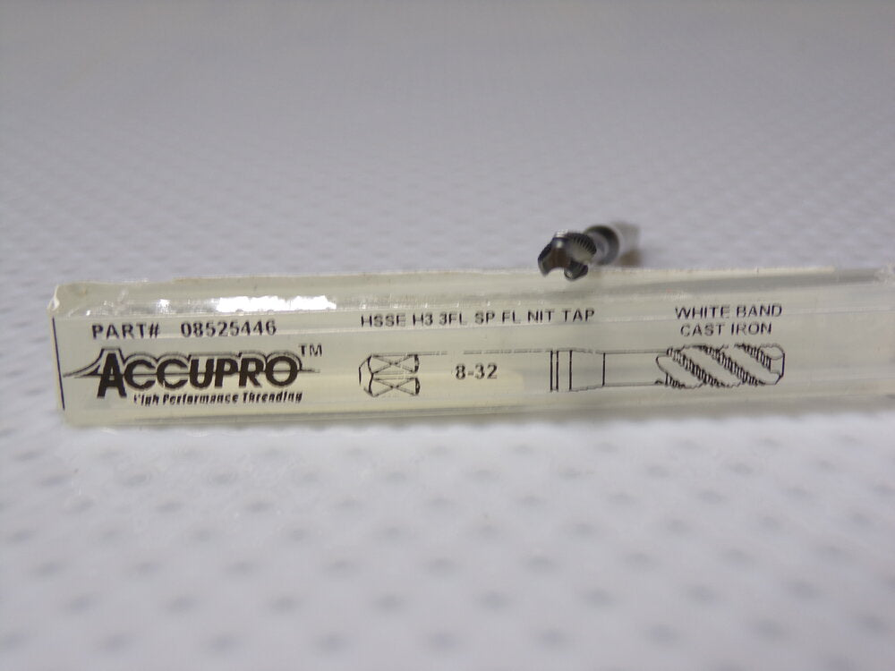 Accupro #8-32, 3 Flute, 2B, Modified Bottoming, Spiral Flute Tap (SQ2865357-WT08)
