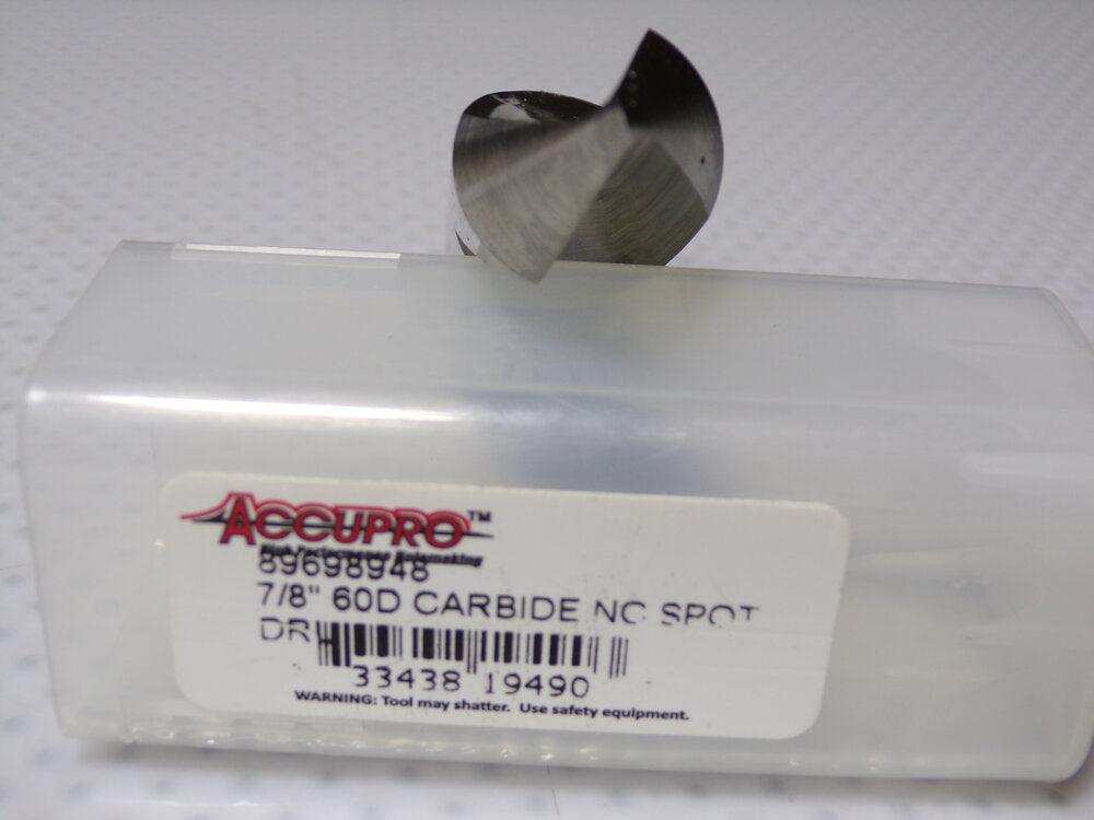 Accupro 7/8" Body Diam, 60°, 4" OAL, Solid Carbide Spotting Drill 7/8" Shank Dia. (SQ9078187-WT14)