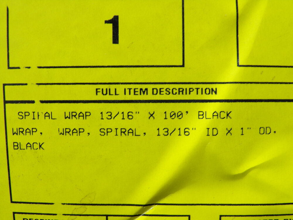 Hellermann Tyton Spiral Wrap, 1" O.D., 13/16" I.D., Black 100 FT (SQ5318298-WT06)