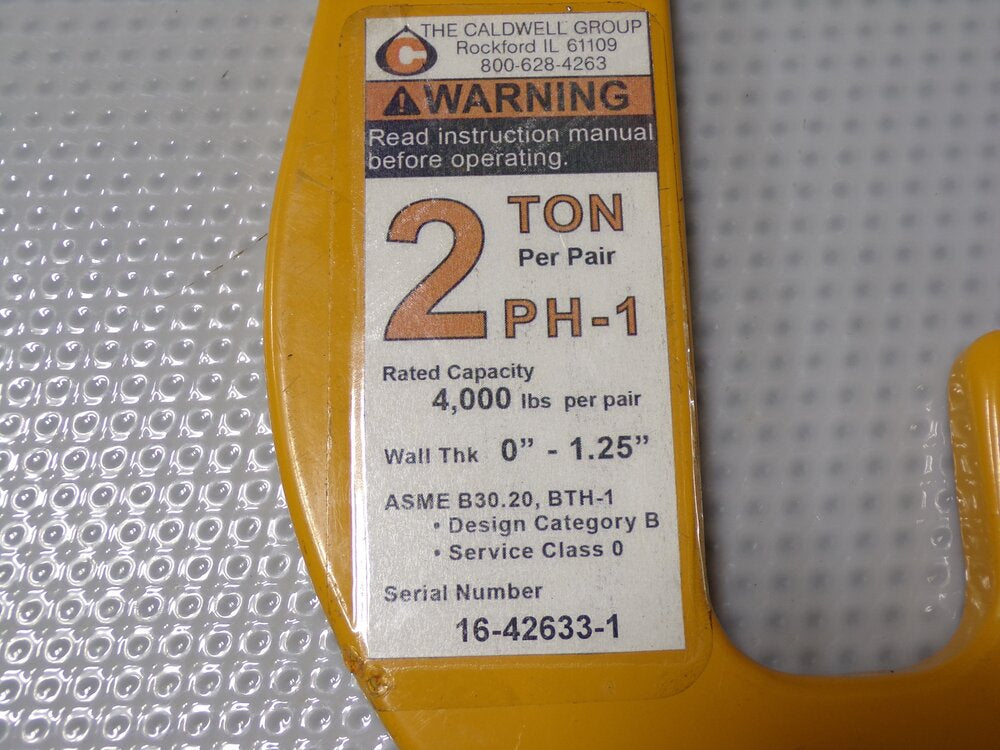 1 pair, CALDWELL Pipe Hooks, 2 Tons per Pair (SQ3221682-WT36)