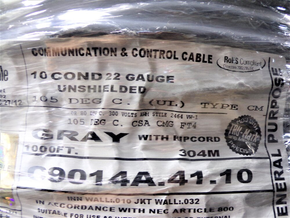 Carol Unshielded Communication Cable, 1000 ft Length, 10 Conductors: (0 Pair) (SQ6383773-WT06)