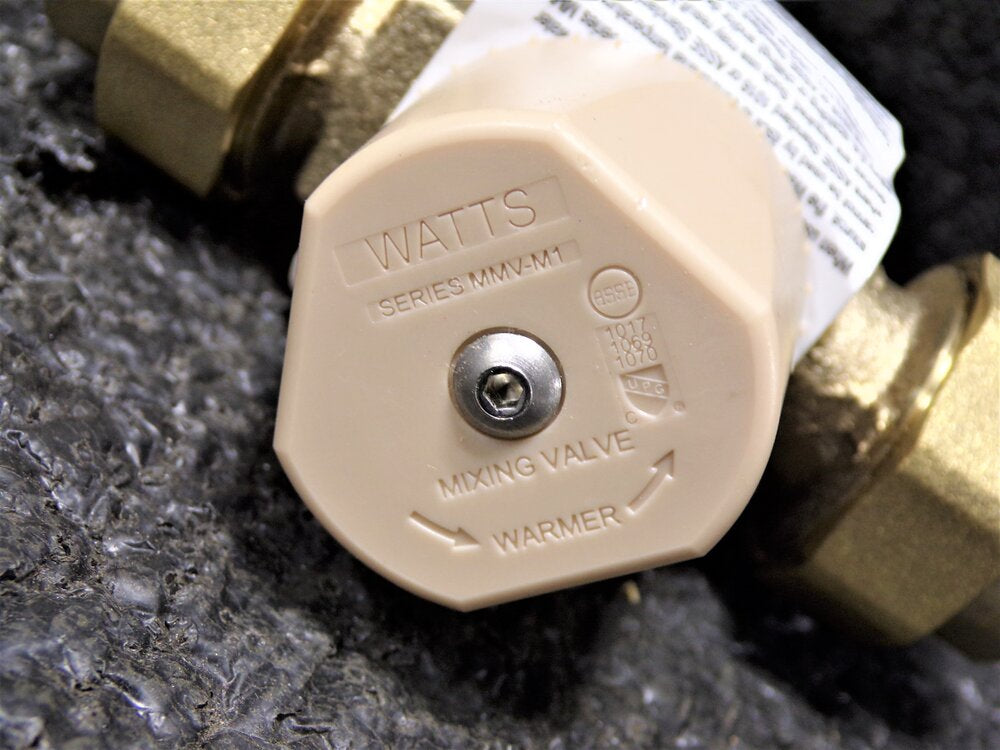WATTS 3/4 in Union Inlet Type Thermostatic Mixing Valve, Lead Free Copper Silicon Alloy, 13 gpm, LFMMV-M1-UT (SQ7701623-WT39)