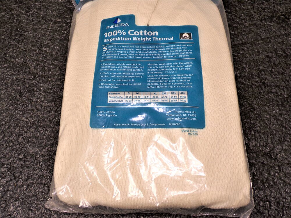 INDERA Men's Military Issue Cotton Raschel Knit Thermal Underwear Pant, Natural