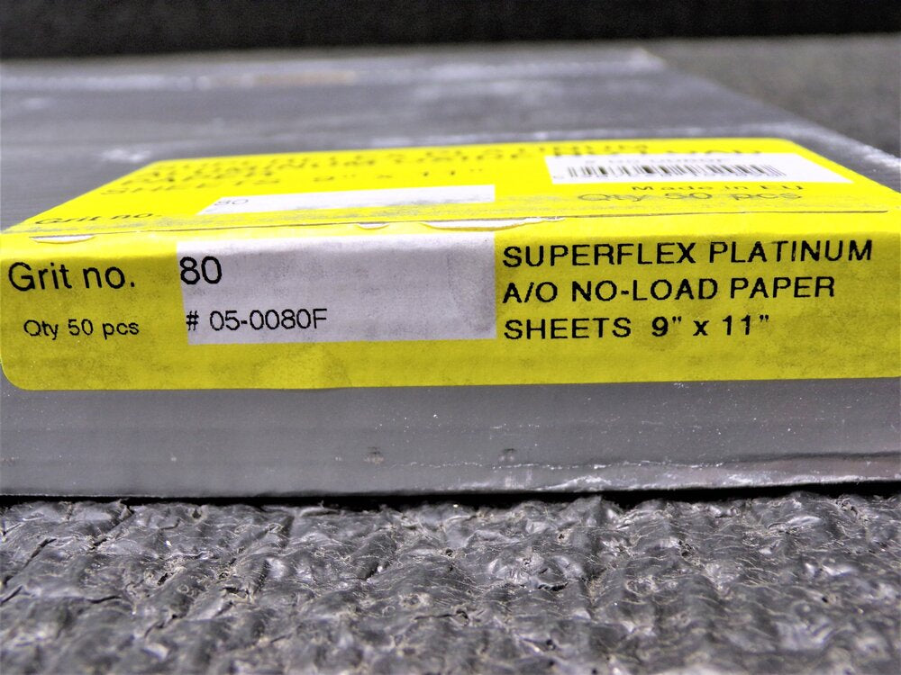 Sanding Sheet, 80 Grit, Aluminum Oxide, 11 in Length, 9 in Width, Medium, PK 50 (SQ2861752-WT34)