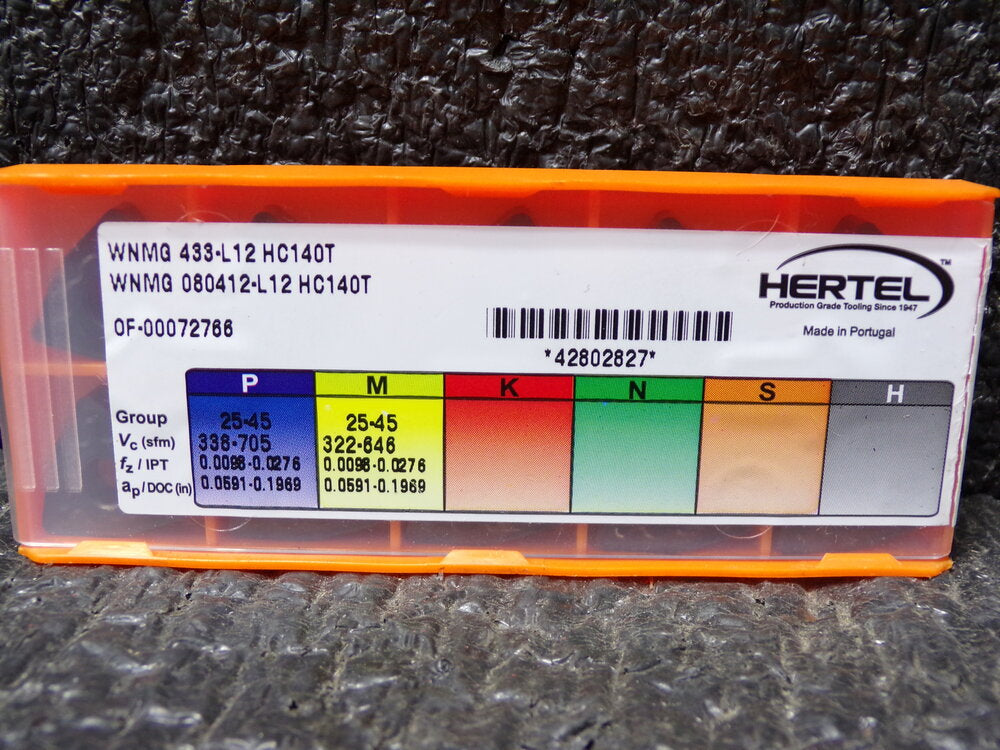 Hertel WNMG433 L12 Grade HC140T Carbide Turning Insert, QTY: 10 (SQ8334592-WT14)