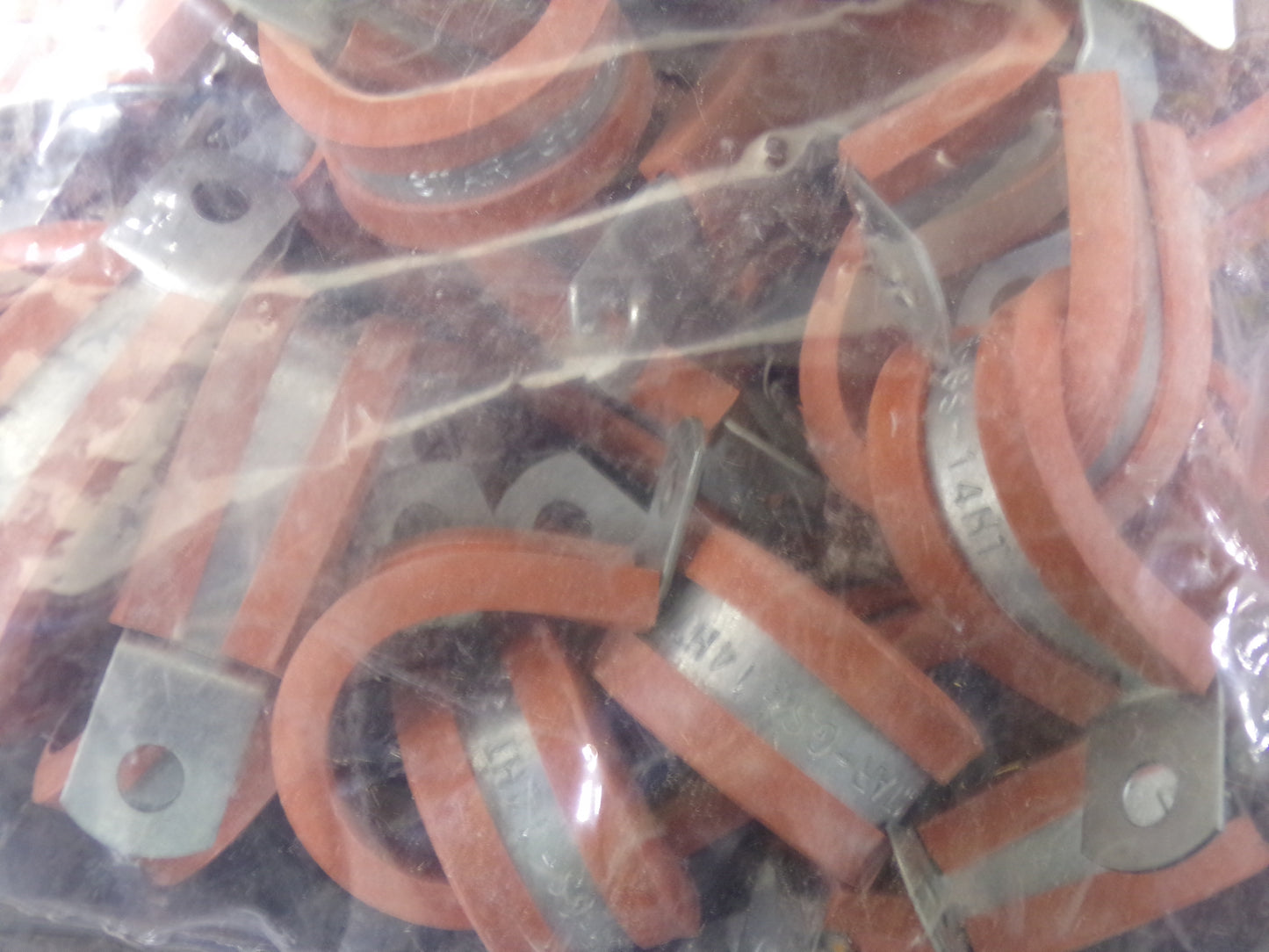 QTY: 50, Made in USA 7/8" Pipe, 7/8" Rod, Cushion Clamp Gray & Red, Galvanized Steel & Silicone Cushion (CR00117-BT22)