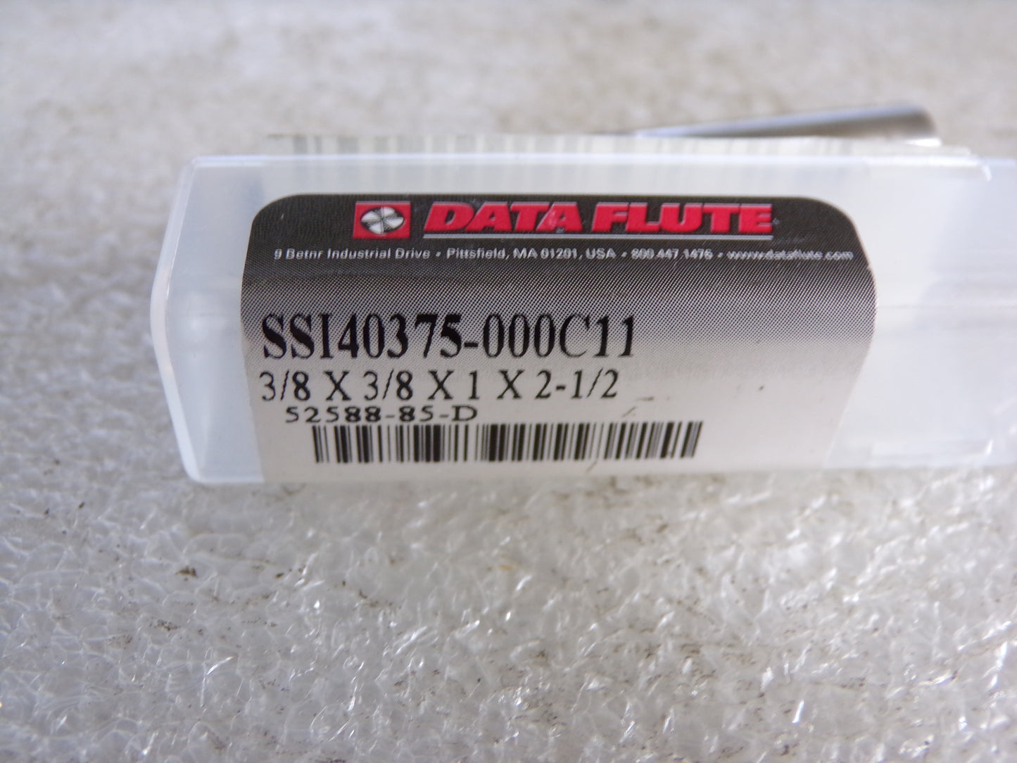 Data Flute SSI40375-000C11, 4 Flute, Square End Mill, 3/8 x 3/8 x 1 x 2-1/2, RH (CR00544-WTA14)