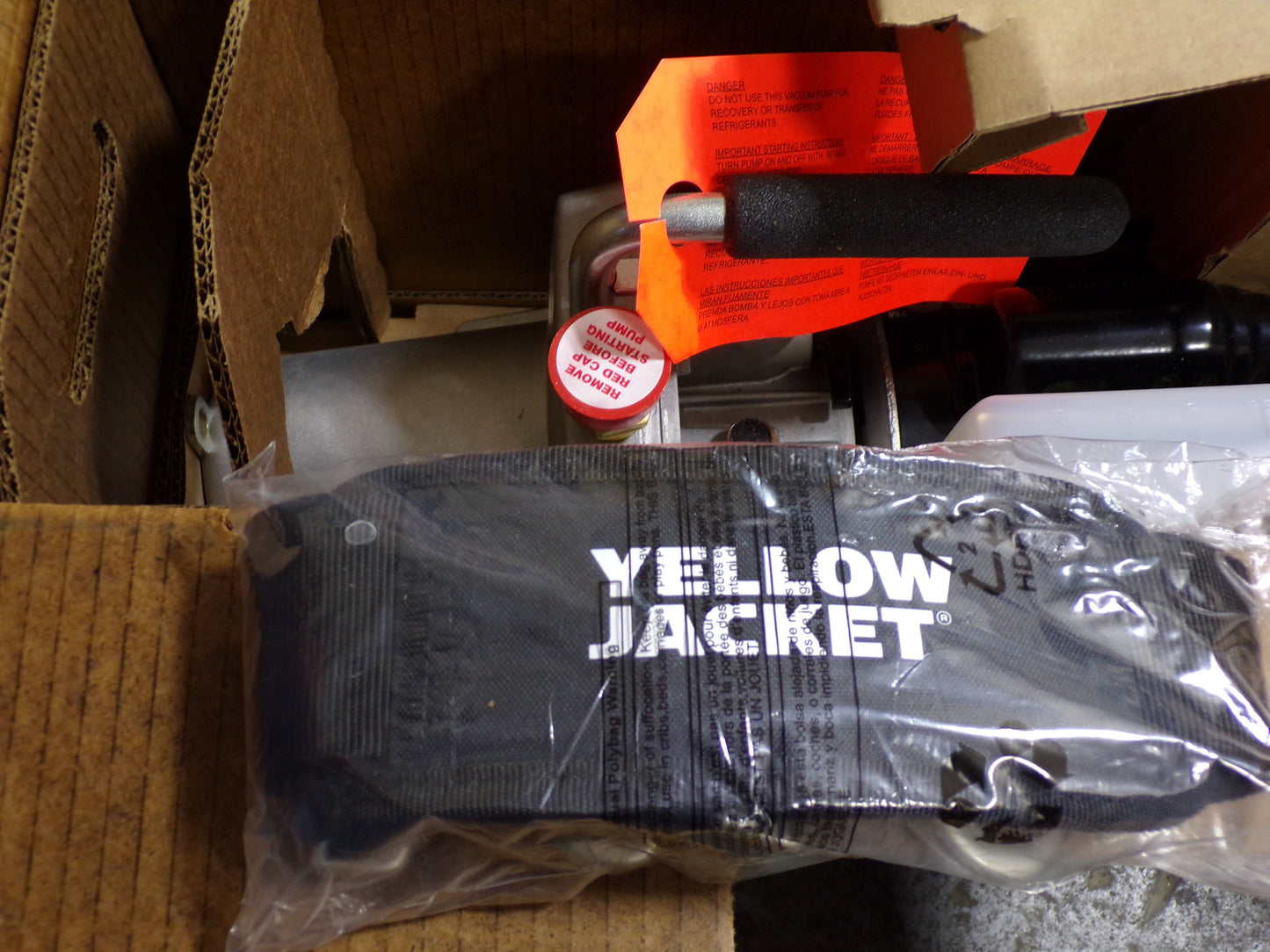 YELLOW JACKET Refrigerant Evacuation Pump, Inlet Port Size 1/4 in and 1/2 in Flare, Displacement 11.1 cfm (CR00548-X05)